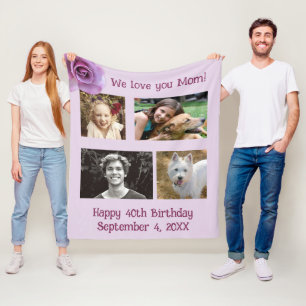 Vier Foto Personalisierte Familien Fleece-Decke Fleecedecke