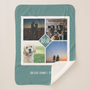 Vier Fotopongram Personalisiert grün Sherpadecke