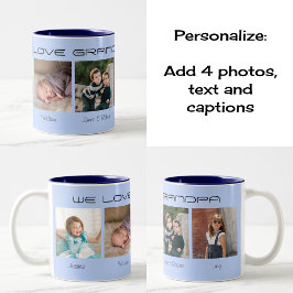 Vier Fotos bearbeiteter Text personalisiert Kaffeetasse