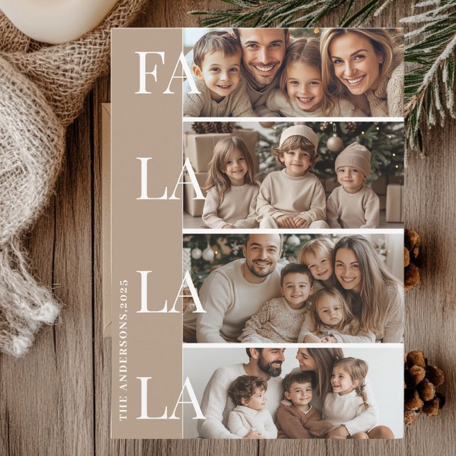 Vier Fotos Beige Farm La La La Christmas Einladung (Von Creator hochgeladen)