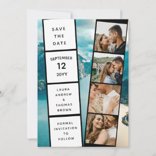 Vier Fotos Collage Movie Inspirierte Save the Date Einladung