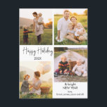 Vier Fotos Minimalistisches Foto Weihnachten Postkarte<br><div class="desc">Minimalistisches Four Foto Minimalistisches Foto Weihnachten Weihnachtspostkarte Einfache 4 Foto Weihnachtspostkarte mit einem modernen Kalligraphie nicht bearbeitbaren Kursbild,  die Familiennamen. Die Rückseite der Postkarte ist für die Adresse und längere Nachricht vorbereitet. Ideal für jemanden,  der moderne,  minimalistische Foto Postkarten mag.</div>