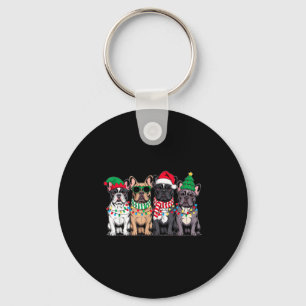 Vier Französische Bulldoggen Hunde Weihnachten Lus Schlüsselanhänger