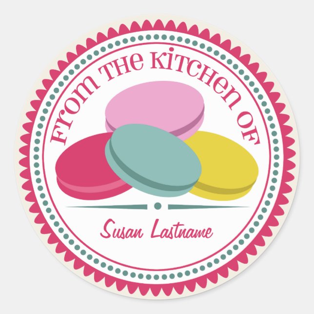 Vier französische Macarons Personalisiert Kitesieg Runder Aufkleber (Vorderseite)