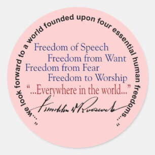 Vier Freiheitsentzug der FDR Runder Aufkleber