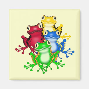 Vier Frosch-T-Shirts und Geschenke Magnet