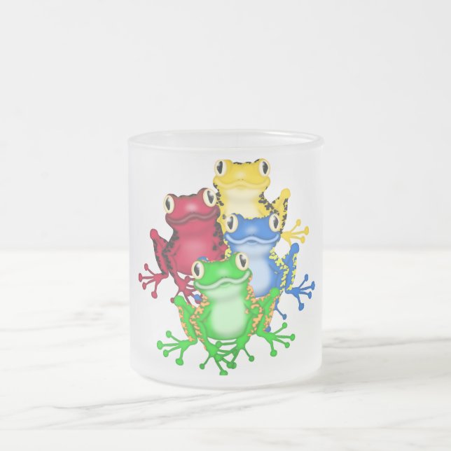 Vier Frosch-T-Shirts und Geschenke Mattglastasse (Mittel)