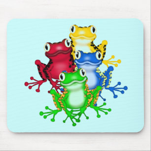 Vier Frosch-T-Shirts und Geschenke Mousepad