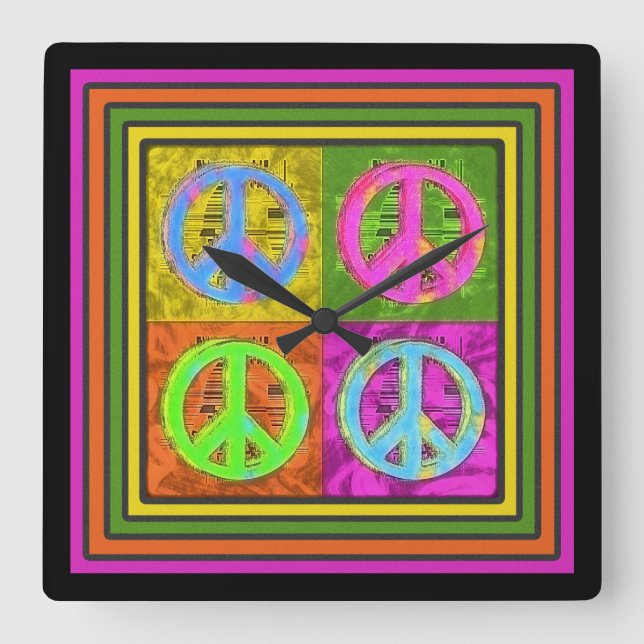 VIER FÜR FRIEDENSZEITEN QUADRATISCHE WANDUHR (Vorderseite)