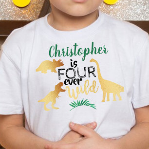 Vier für immer wilde Dinosaurier-Jungs 4. Geburtst Kleinkind T-shirt