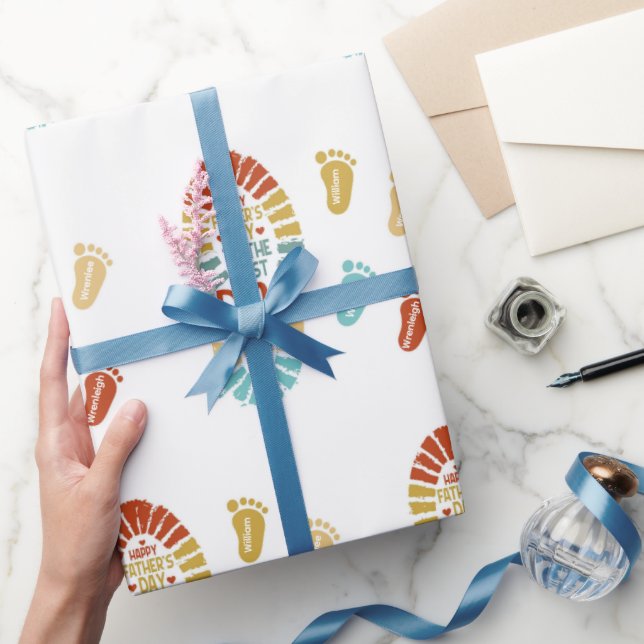 Vier Fußspuren Vatertag Geschenkpapier (Schenken)