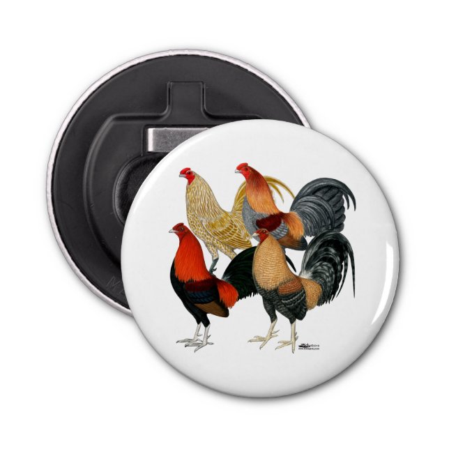 Vier Gamecocks Flaschenöffner (Vorderseite)