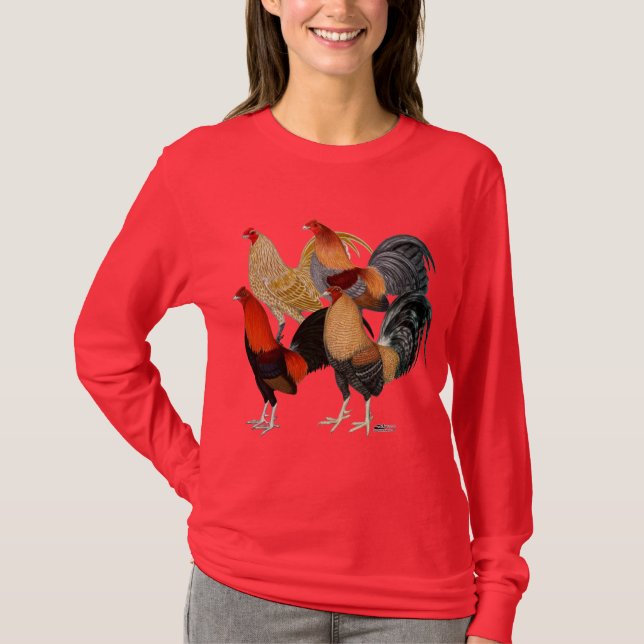 Vier Gamecocks T-Shirt (Vorderseite)