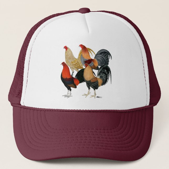 Vier Gamecocks Truckerkappe (Vorderseite)