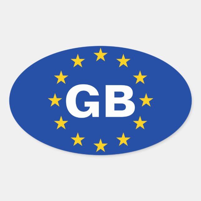 VIER "GB"-Flag für die europäische Gewerkschaft in Ovaler Aufkleber (Vorderseite)