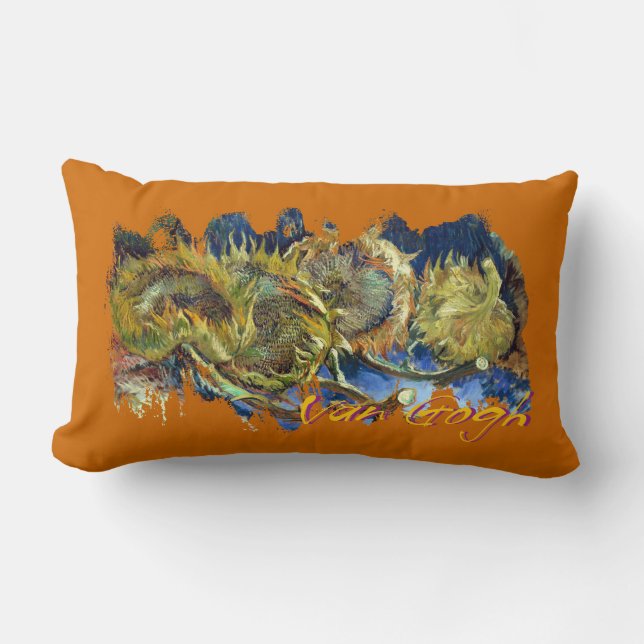 Vier geschnittene Sonnenblumen durch Van Gogh Lendenkissen (Vorderseite)