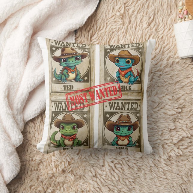 Vier Gewollt Kawaii Iguana Print Kissen (Decke)
