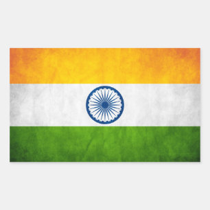 VIER Grange India National Flag Rechteckiger Aufkleber