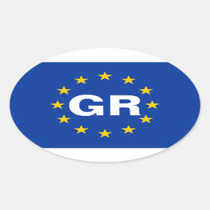 VIER GRIECHENLAND - "GR" Europäische Gewerkschaft Ovaler Aufkleber
