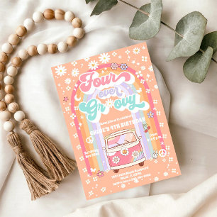 Vier Groovy Geburtstagseinladung Einladung