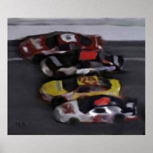 Vier große NASCAR-Prints Poster