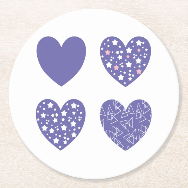 Vier Herzen Runder Pappuntersetzer (Vorderseite)