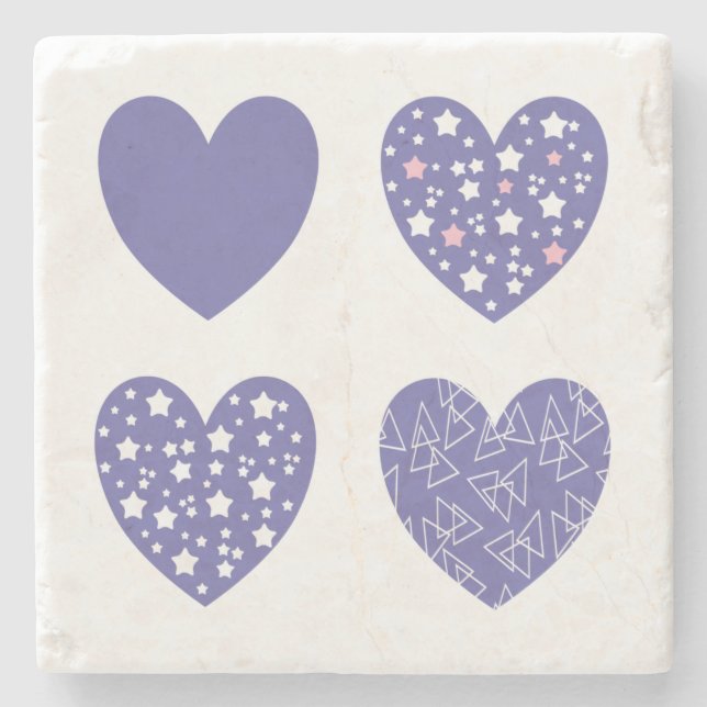 Vier Herzen Steinuntersetzer (Vorderseite)