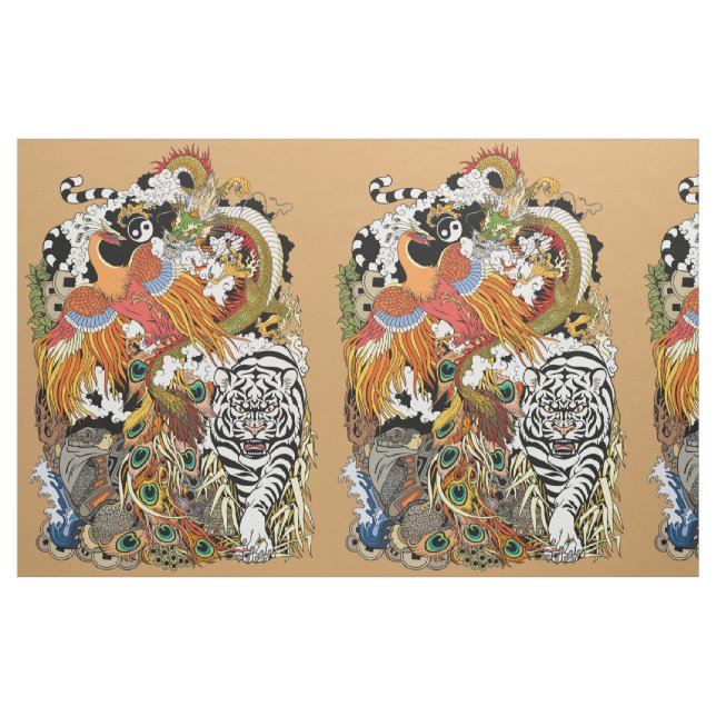 vier Himmelstiere Stoff (Fat Quarter (45,7 x 55,9 cm))