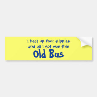 Vier Hippies und alter Bus-Autoaufkleber Autoaufkleber