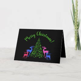 Vier Hirsche und eine frohe Weihnachtsbaumgrüßkart Dankeskarte