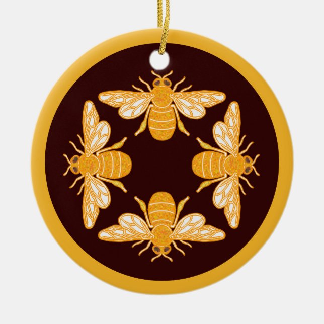 Vier Honigbienen im Kreis Keramik Ornament (Vorne)
