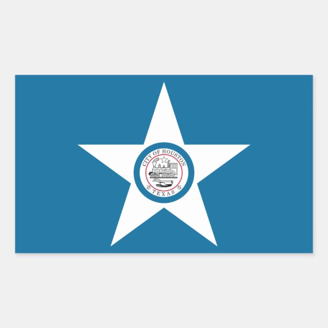VIER Houston-Flagge Rechteckiger Aufkleber (Vorderseite)