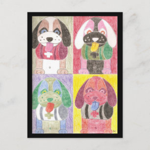 Vier Hunde Postkarte