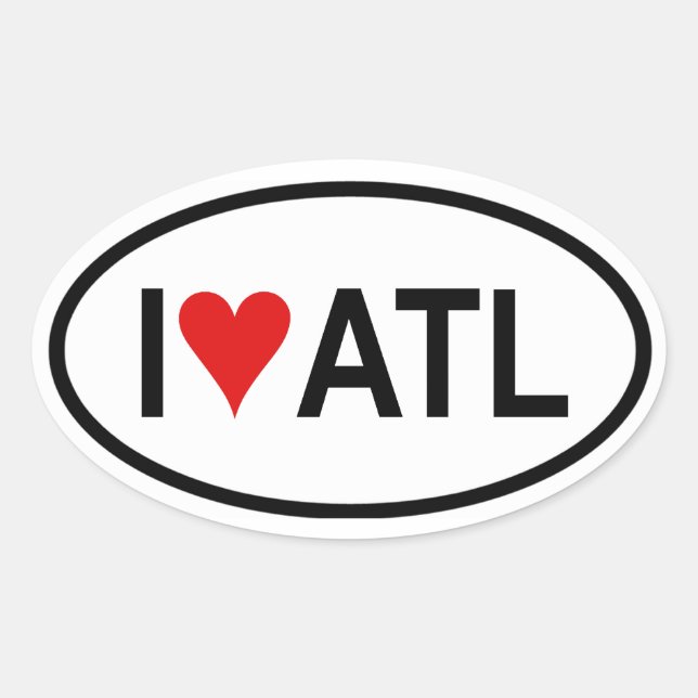 VIER "I [Herz] Atl Ovaler Aufkleber (Vorderseite)