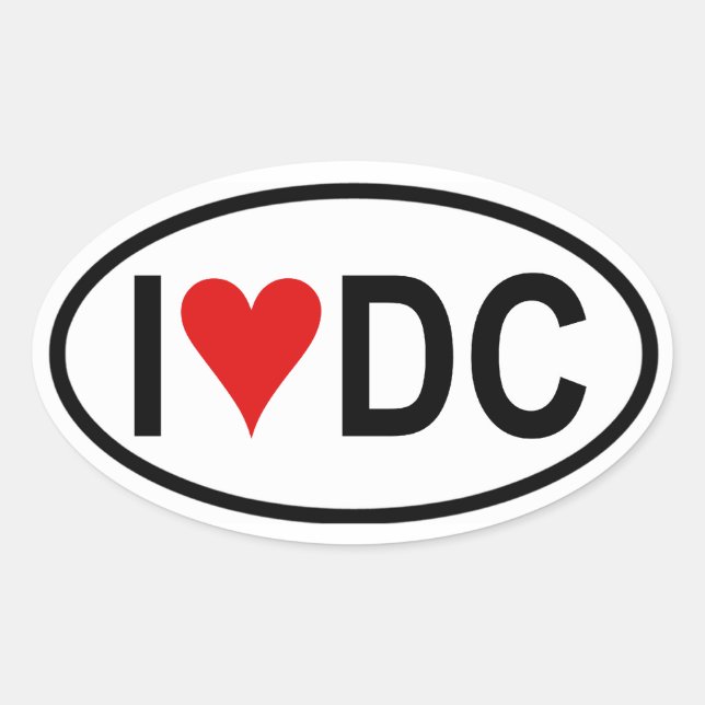 VIER "I [Herz] DC" Ovaler Aufkleber (Vorderseite)