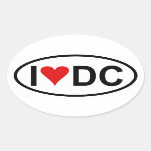VIER "I [Herz] DC" Ovaler Aufkleber