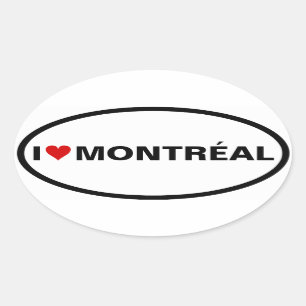 VIER I [Herz] Montréal Ovaler Aufkleber