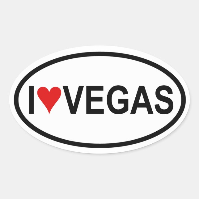 Vier "ich [Herz] Vegas Ovaler Aufkleber (Vorderseite)