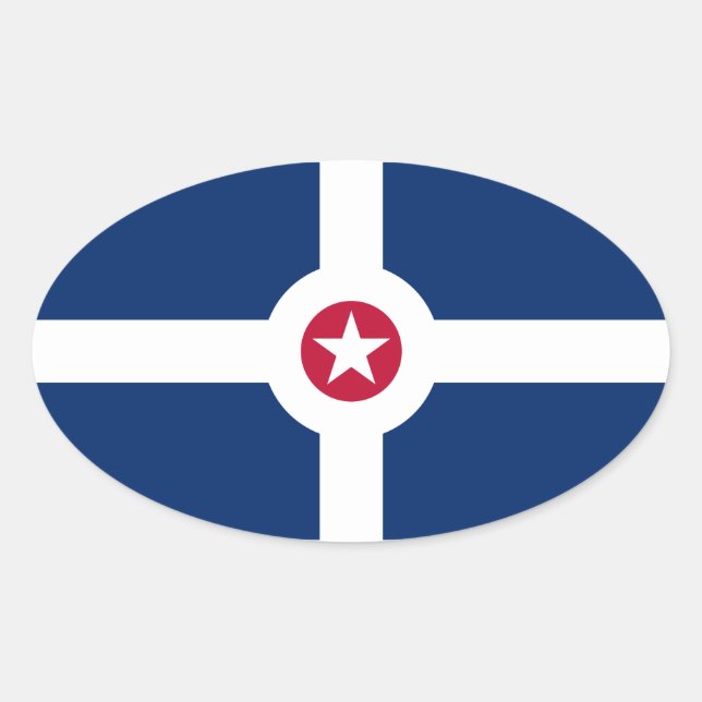 VIER Indianapolis-Flagge Ovaler Aufkleber (Vorderseite)