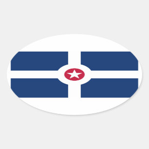 VIER Indianapolis-Flagge Ovaler Aufkleber