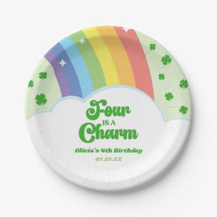 Vier ist ein Charm Rainbow 4. Geburtstag Party Pappteller