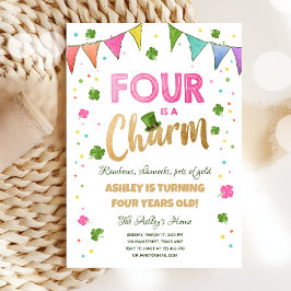 Vier ist ein Charm St. Patrick's Day Girl Geburtst Einladung