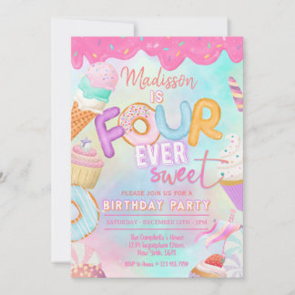 Vier ist so süß einladung