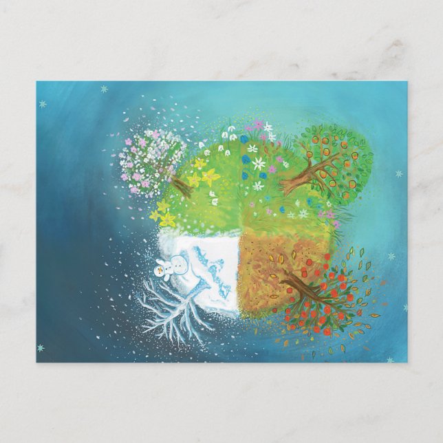 Vier Jahreszeiten auf Erden Feiertagspostkarte (Vorderseite)