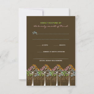 Vier Jahreszeiten Bäume Naturwald Hochzeit RSVP Ka Karte