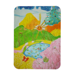 Vier Jahreszeiten glücklich Magnet