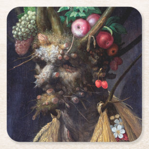 Vier Jahreszeiten in einem Kopf, Arcimboldo Rechteckiger Pappuntersetzer