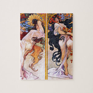 Vier Jahreszeiten von Alfons Mucha Art Deco Nouvea