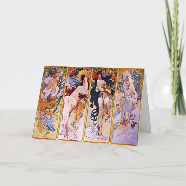 Vier Jahreszeiten von Alphonse Mucha 1895 Karte (Vorderseite)