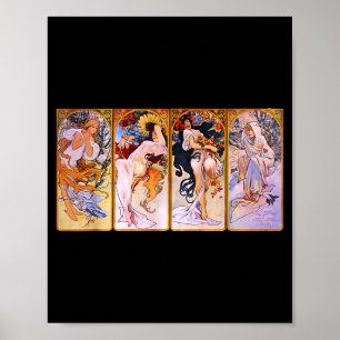 Vier Jahreszeiten von Mucha Art Nouveau Poster